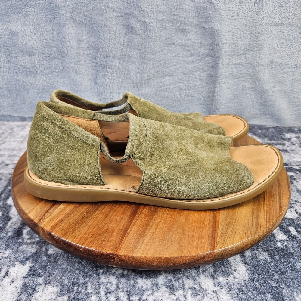 Born Cove Modern Leather Sandals Flats Shoes Womens 11 M Green Open Toe Comfort